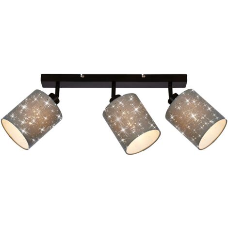 Lampada da soffitto effetto glitter 3xE27 25 W grigio-nero metallo-tessuto Briloner