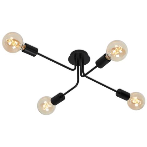 Lampada da soffitto Faretti da soffitto orientabili Retro 4xE27 60W nero metallo Briloner