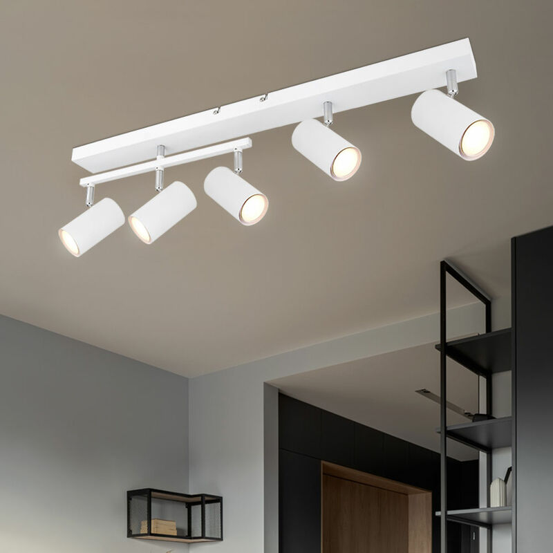 Image of Lampada da soffitto faretto da soffitto lampada bianca faretto bianco a 5 luci mobile, faretti flessibili, metallo, 5 prese GU10, LxLxA 70x35x17cm