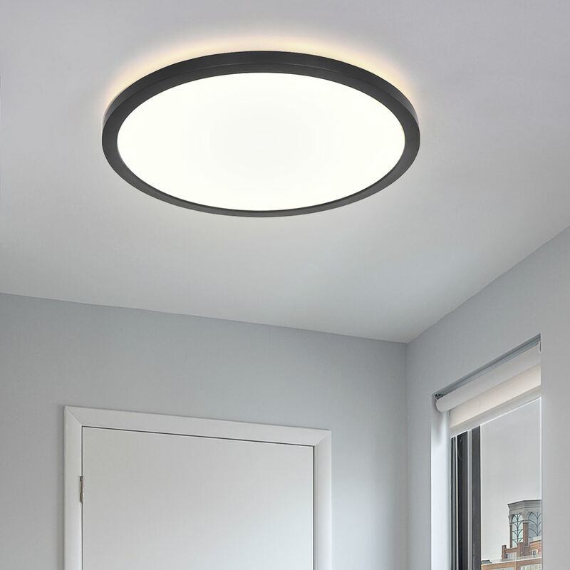 Image of Etc-shop - Lampada da soffitto faretto da soffitto per bagno, illuminazione di fondo a led, IP44, nero, tondo, 1x led 24W 2300lm 3000K bianco caldo,
