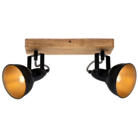 Lampada da soffitto Faretto orientabile E14 25 W nero metallo-legno Briloner