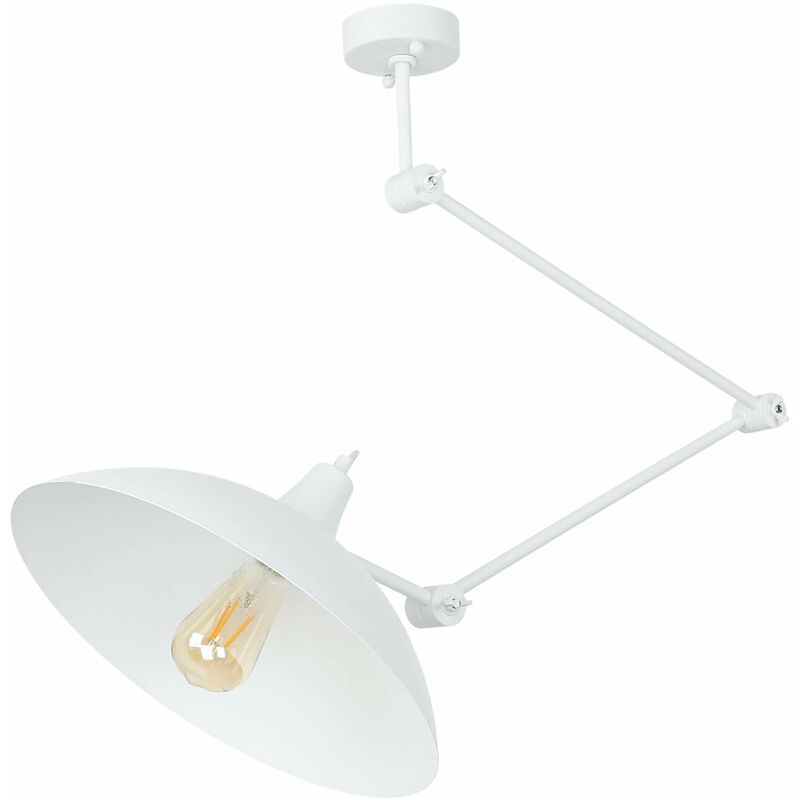 Image of Lampada da soffitto con paralume orientabile braccio flessibile color bianco ideale per soggiorno Lampadario in stile retrò - Bianco