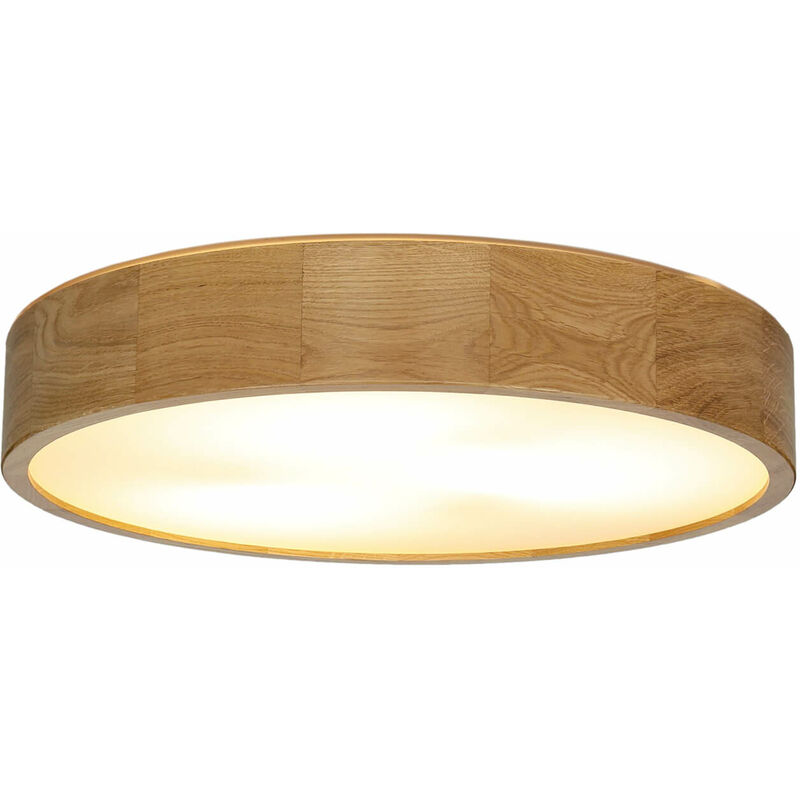 Image of Licht-erlebnisse - Lampada da soffitto forma rotonda in legno di quercia e a 3 luci per salotto - Quercia