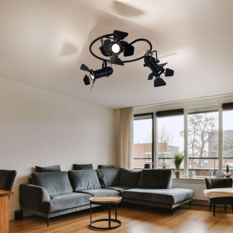 Lampada da soffitto girevole, lampada da soffitto a 3 fiamme, faretto da soffitto nero, faretto per film, 3x GU10, DxH 40 x 26,5 cm