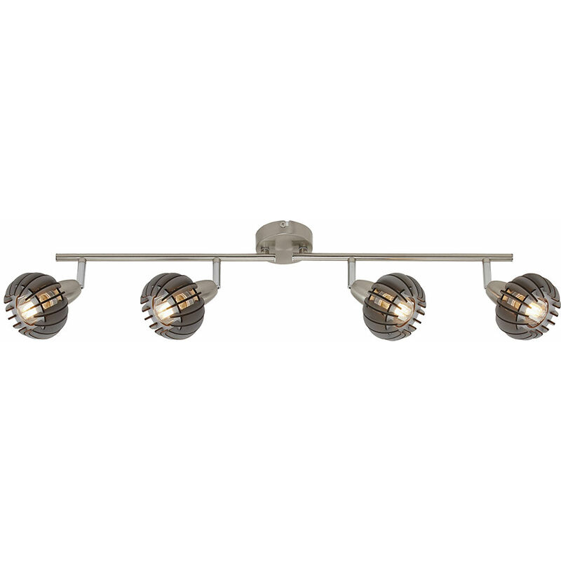 Image of Lampada da soffitto girevole lampada da soggiorno lampada da soffitto in legno lamellare spot bar, metallo, 4x E14, LxPxA 71,5x10,3x14,4 cm Briloner