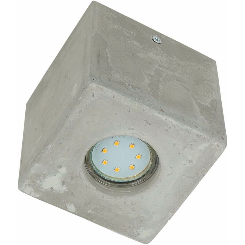 Image of Lampada da soffitto in cemento cubica 10 cm piccolo faretto spot da soffitto GU10 per corridoio - Grigio