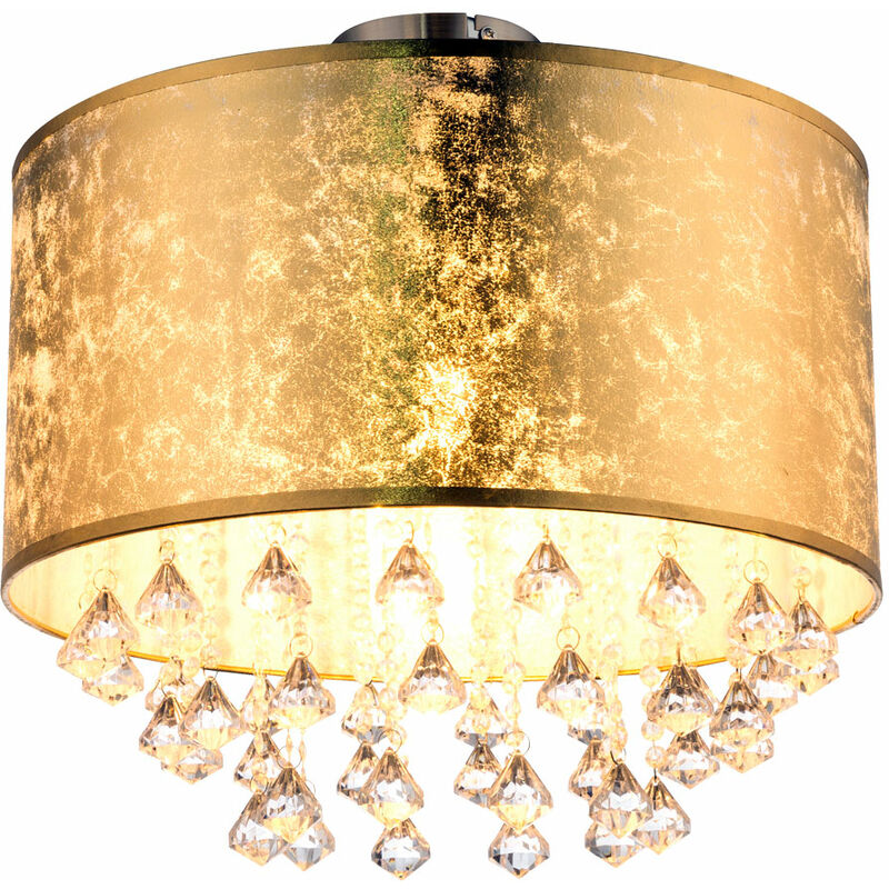 Image of Lampada da soffitto in cristallo Soggiorno Illuminazione per sala da pranzo Apparecchio in tessuto Foglia d'oro Design Globo 15187D3