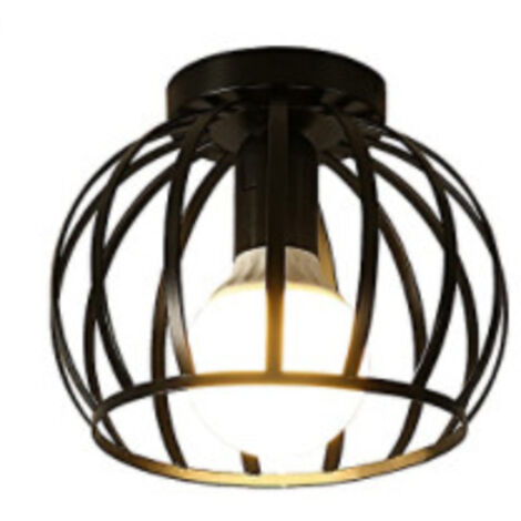 Lampada da soffitto in gabbia metallica retrò industriale, compatibile con l'illuminazione di portici, corridoi, cucine e bagni, E27, lampadario