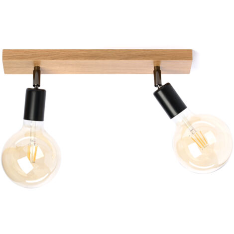 Lampada da soffitto in legno a soppalco, doppia striscia, ROVERE