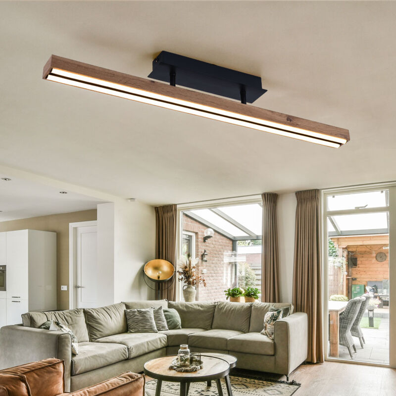 Image of Globo - Lampada da soffitto in legno lampada da soggiorno Lampada da soffitto a led aspetto legno bianco caldo lampada in legno funzione memoria,