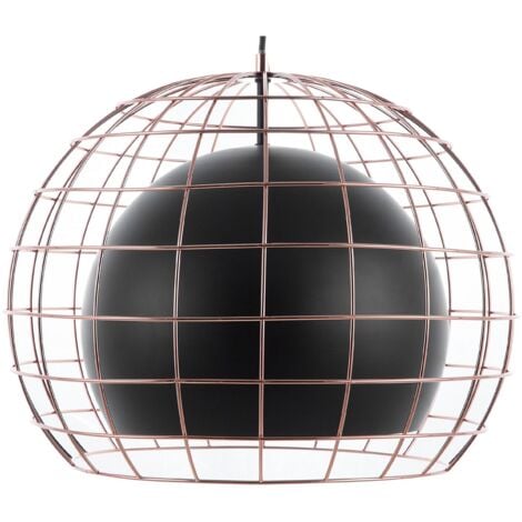Lampada da Soffitto in Metallo Nero con Paralume a Gabbia 128 cm Liri
