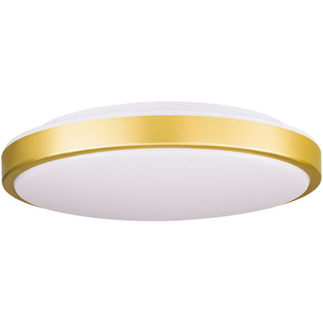 Lampada da soffitto in ottone Plafoniera LED lampada da cucina lampada rotonda da corridoio lampada da soggiorno, metallo plastica, 20W 2400lm bianco caldo, DxH 43x9 cm