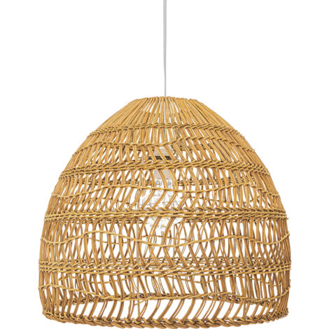 PRIVATEFLOOR Lampada da soffitto in rattan - Lampada a sospensione in stile Boho Bali - 40cm - Hoa Legno naturale - Vimini