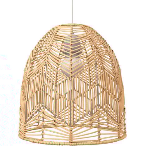 Lampada da soffitto in rattan - Lampada a sospensione in stile Boho Bali - Bu Legno naturale chiaro