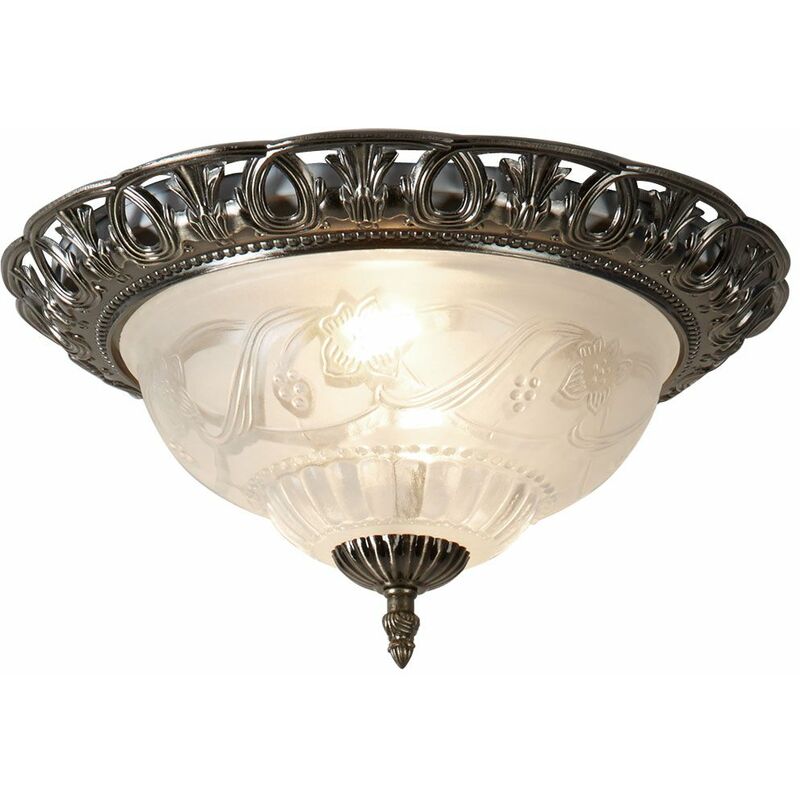 Image of Lampada da soffitto in stile country lampada in vetro ottone antico decorazione fiori Searchlight 7045 -13