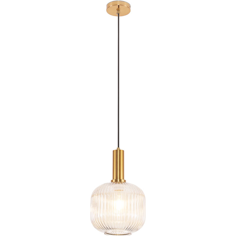 Image of Lampada da soffitto vintage - Lampada a sospensione in cristallo - Amelia Beige - Vetro, Metallo - Beige