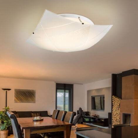 GLOBO LIGHTING Lampada da soffitto in vetro bianco per ingresso, plafoniera quadrata, soggiorno, 1x LED 24W 1750Lm bianco neutro, LxLxH 40x40x10 cm