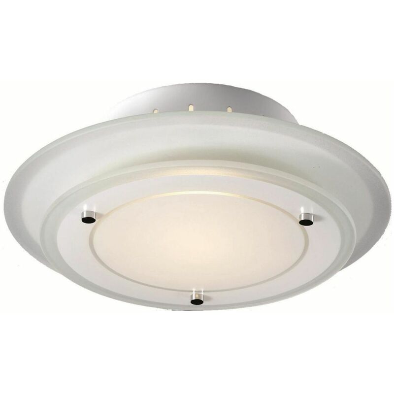 Image of Licht-erlebnisse - Lampada da soffitto in metallo con paralume in vetro bianco design rotondo in stile contemporaneo G9 ideale per cucina salotto