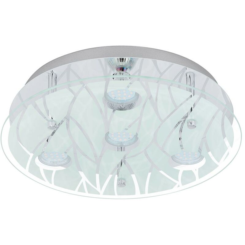 Image of Lampada da soffitto in vetro GU10 lampada da soffitto in acciaio inox lampada da soggiorno a soffitto, paralume decorato cromato, 4x led 3 watt 200