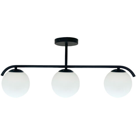 Lampada da soffitto in vetro nero sfere bianche 3xE14 40W AMADEO Candellux