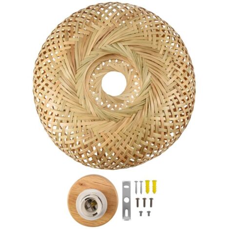 Lampada da soffitto in vimini di bambù e rattan da incasso per soggiorno, camera da letto, sala da pranzo, 30x18 cm