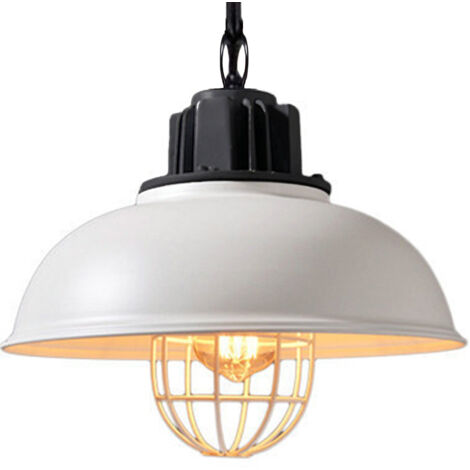 Lampada da Soffitto Industriale Vintage Lampadario a Sospensione E27 in Metallo 33CM Retro Interni per Cucina Camera da letto Sala Da Pranzo (Bianca)