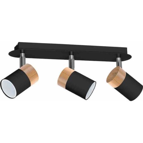 Lampada da soffitto JOKER NERO/LEGNO 3xGU10