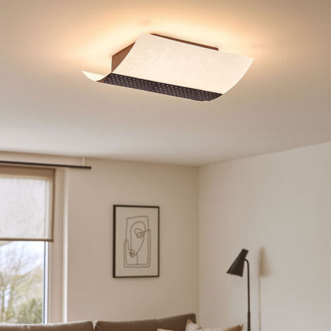 Lampada da soffitto Lampada da corridoio Lampada da soffitto in vetro marrone Lampada da cucina Lampada da soggiorno, metallo, 1x E27, LxH 26,4 x 8,9 cm