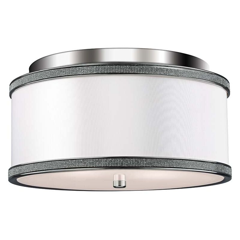 Image of Lampada da soffitto lampada da parete lampada da bagno acciaio nichel d 33 cm decoro intarsio cristallo
