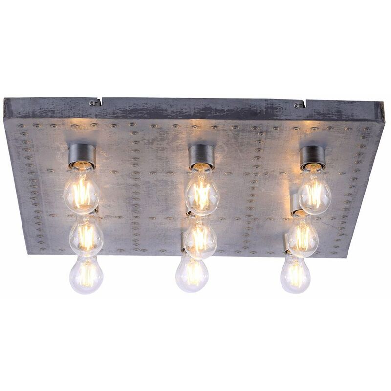 Image of Etc-shop - Lampada da soffitto per sala da pranzo in stile industriale con rivetti di illuminazione in un set che include lampadine a led