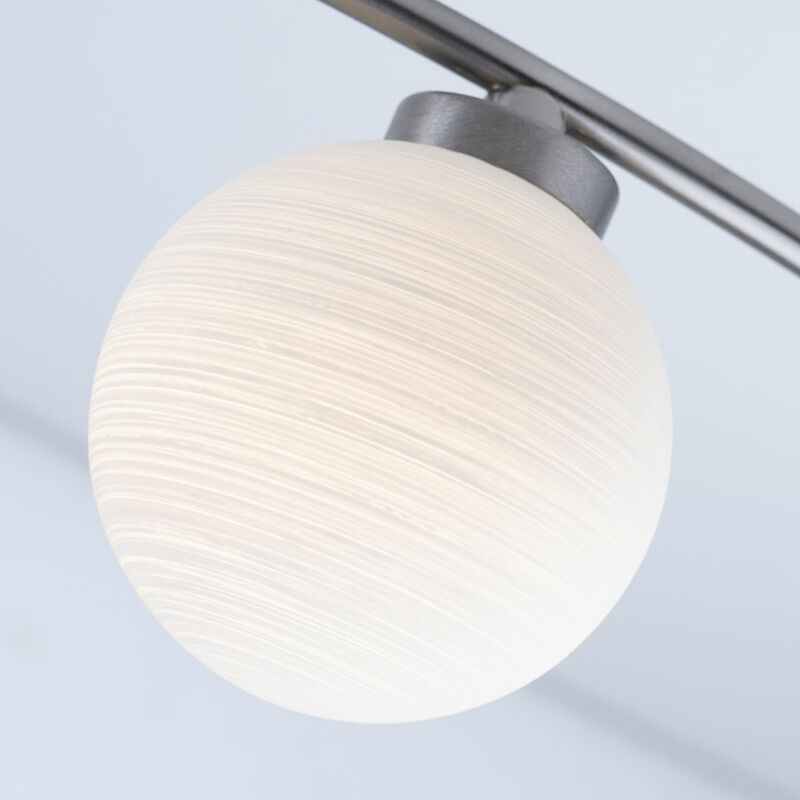 Image of Lampada da soffitto Lampada da soffitto a led Lampada da cucina in vetro Lampada da soggiorno opale, design a sfera nichel cromo opaco, 2x 3.8W