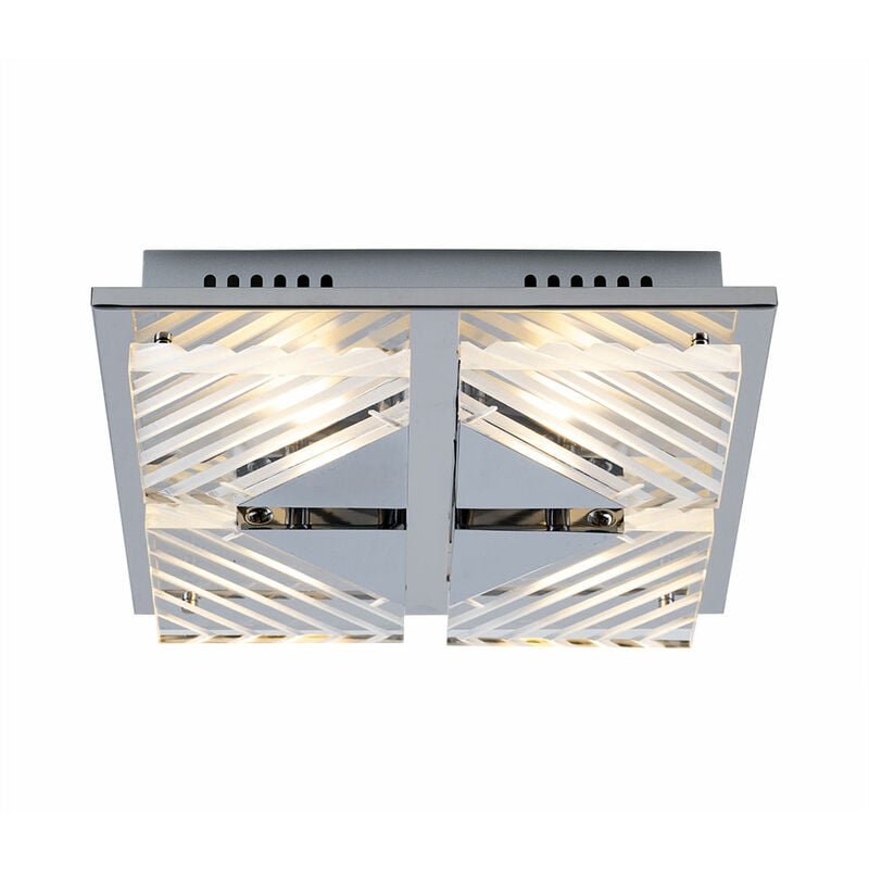 Image of Etc-shop - Lampada da soffitto lampada da soffitto illuminazione sala da pranzo argento in un design quadrato, alluminio trasparente, 4x led 4x 5