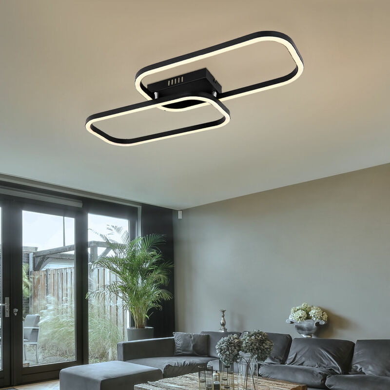 Image of Globo - Lampada da soffitto Lampada da soffitto Lampada da soggiorno a led lampada di design a due rettangoli, metallo nero opalino, 1x led 24W 690Lm