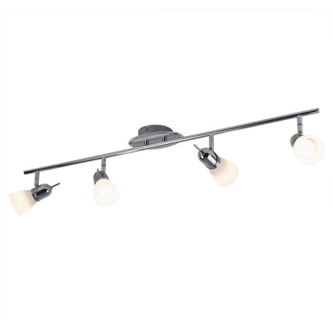 Lampada da soffitto Lampada da soffitto Lampada da soggiorno Faretto da soffitto Luce da cucina, faretto mobile, acciaio cromato satinato, 4x 3W LED 320lm, LxLxH 95 x 16 x 14