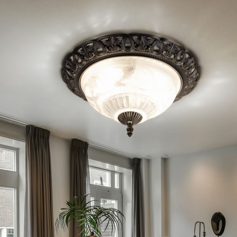 Image of Etc-shop - Lampada da soffitto lampada da soffitto lampada da soggiorno lampada da camera da letto, casa di campagna acciaio zinco ottone vetro