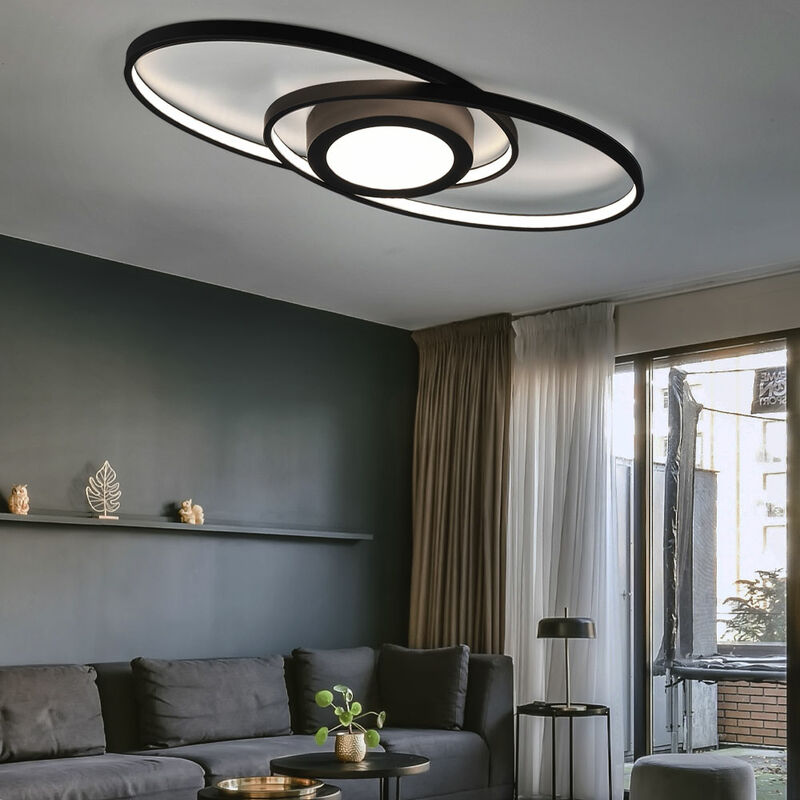 Image of Lampada da soffitto Lampada da soffitto lampada design camera da letto, interruttore dimmer, metallo moderno nero antracite, 1x led 28W 3400Lm 3000K,