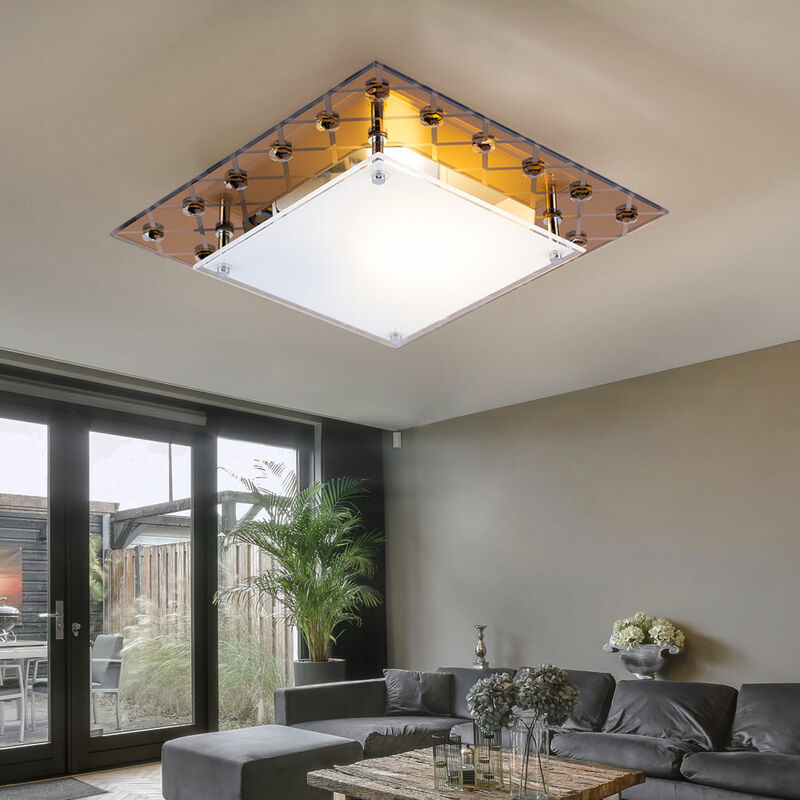 Image of Etc-shop - Lampada da soffitto lampada da soffitto lampada in vetro lampada da soggiorno metallo, vetro a specchio, color rame, IP20, 1x attacco E27,