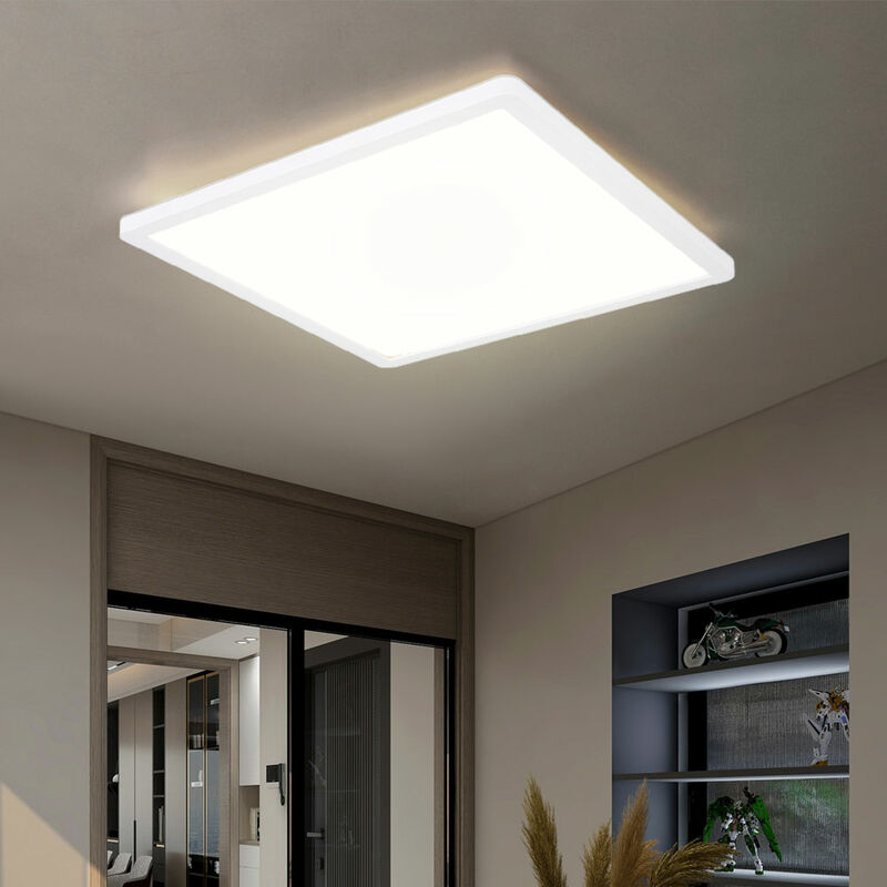 Image of Lampada da soffitto Lampada da soffitto retroilluminazione lampada soggiorno, plastica bianco opalino, funzione memory, led 24W 2300lm 3000K, a 2,5cm