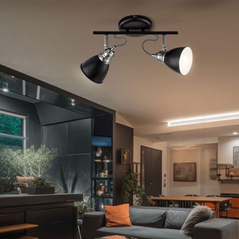 Image of Etc-shop - Lampada da soffitto lampada da soggiorno lampada da camera da letto faretto da soffitto lampada da sala da pranzo, metallo nichel nero