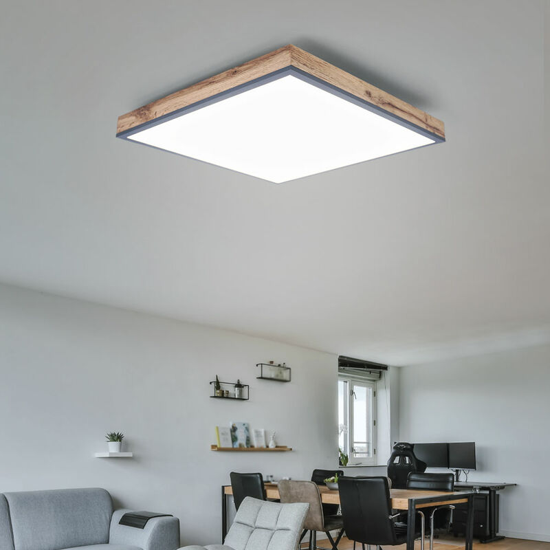 Image of Lampada da soffitto lampada design lampada da soffitto lampada soggiorno cucina, aspetto legno bianco grafite opale, 1x led 12 watt 750 lumen bianco