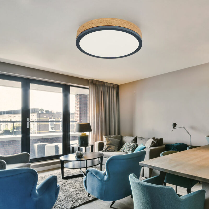 Image of Lampada da soffitto lampada di design lampada da soffitto lampada da soggiorno cucina effetto legno, metallo opale grafite, 1x led 12 watt 950 lumen