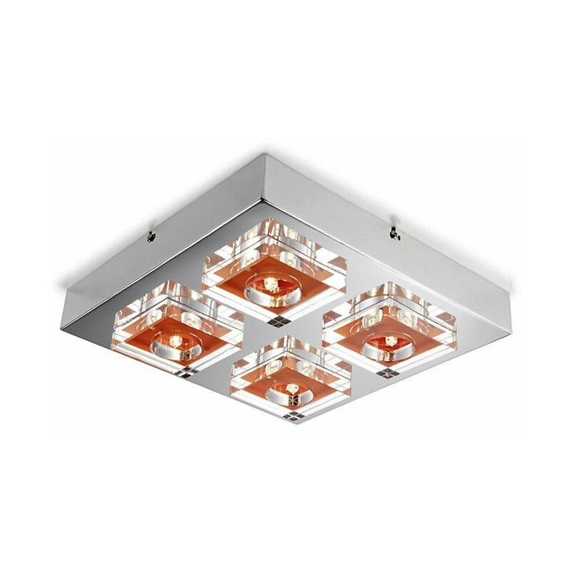 Image of Lampada da soffitto lunne 4 faretti arancione Cristalrecord 26-094-01-141
