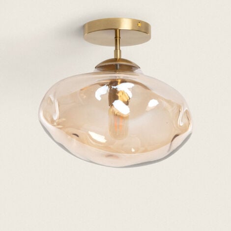 LEDKIA Lampada da Soffitto Metallo e Vetro Halych Ambra