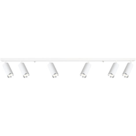 Lampada da soffitto moderna con striscia bianca, faretti orientabili, elementi cromati, 6 lampadine GU10 da 10W MICA Milagro