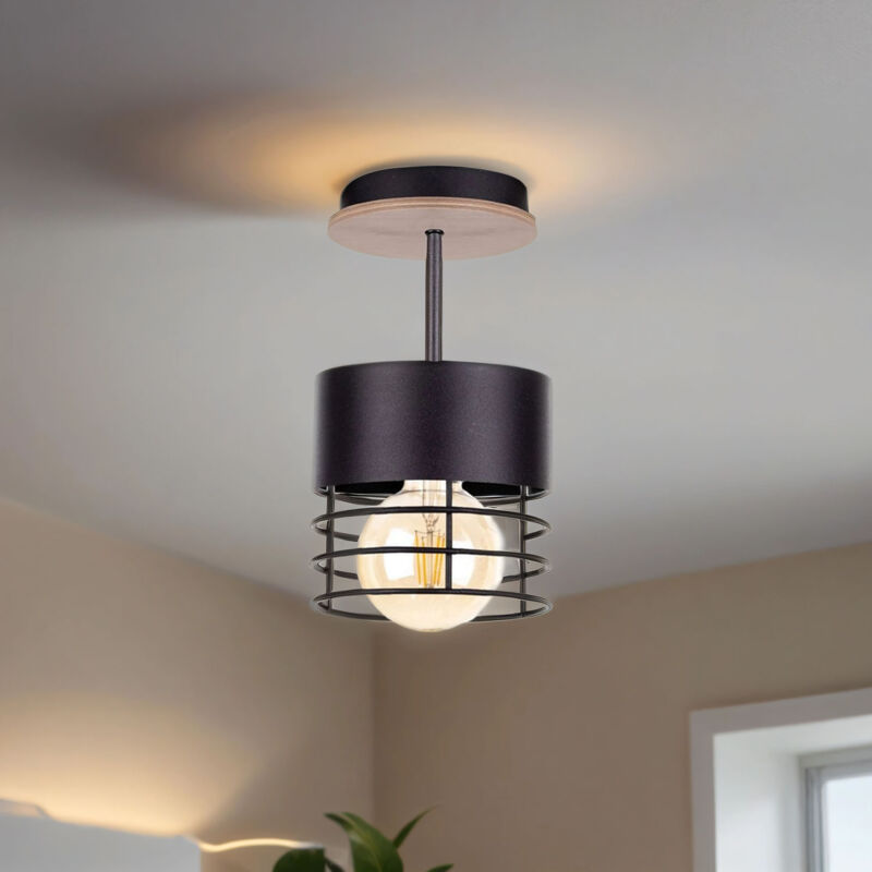 Lampada da soffitto moderna in metallo e legno