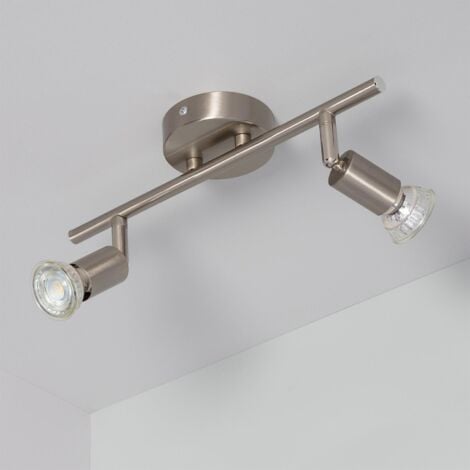 LEDKIA Lampada da Soffitto Orientabile Alluminio 2 Faretti Argento Oasis Argento