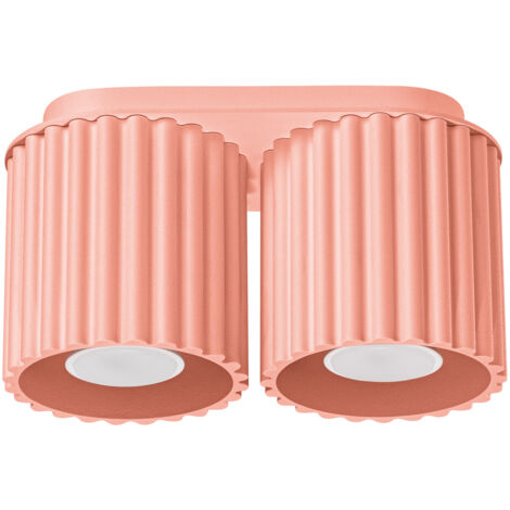 Lampada da soffitto ovale moderna color pesca 21 cm faretti scanalati 2xGU10 10W AURA Sollux Lighting