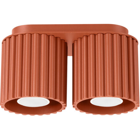 Lampada da soffitto ovale moderna rosso ocra 21 cm faretti scanalati 2xGU10 10W AURA Sollux Lighting