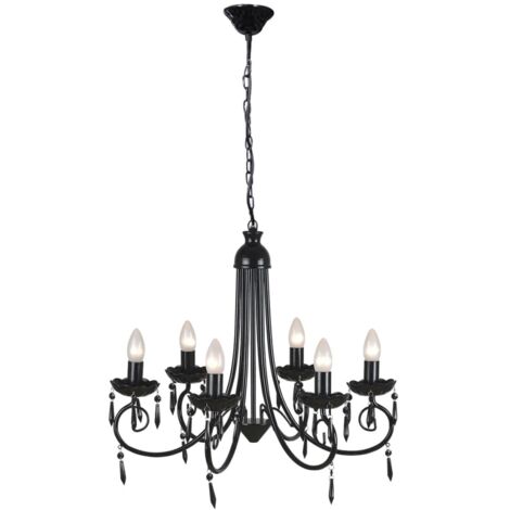 Lampada da Soffitto Pendente Elegante Nera 6 Portalampade vidaXL