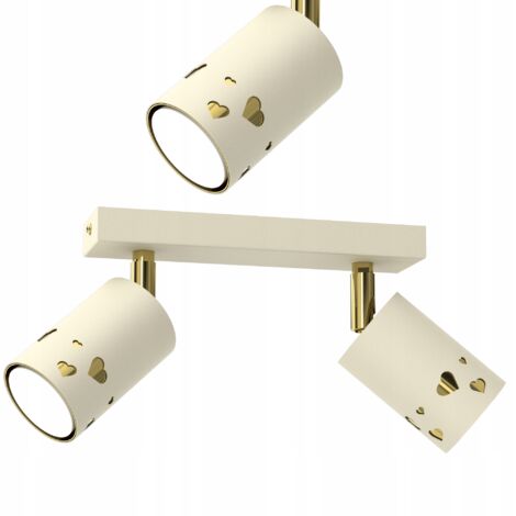 LAMPADA DA SOFFITTO PER BAMBINI SPOT LED BEIGE CUORE ECRU ORO GU10